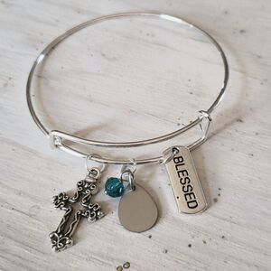 Bracelets by Sandra silver tone adjustable, Blessed
